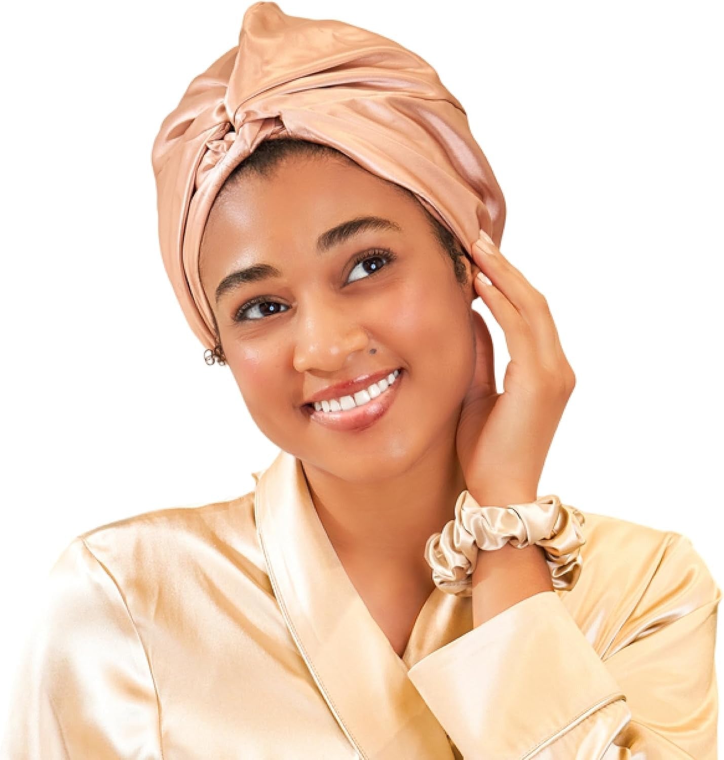 BLISSY Silk Bonnet For Sleeping For Long And Curly Hair - 100% Pure Mulberry Silk 22 Momme 6a High-grade Fibers