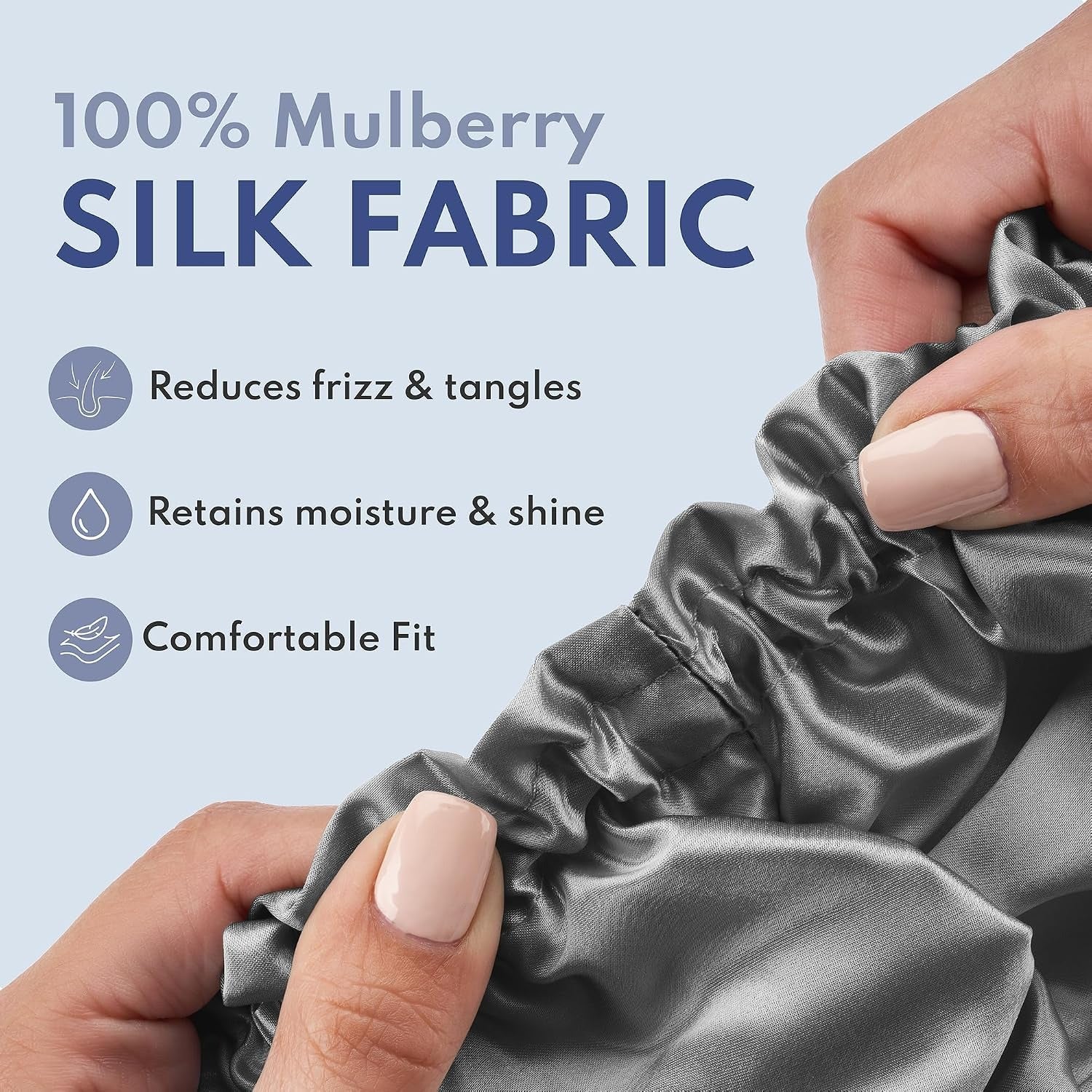 BLISSY Silk Bonnet For Sleeping For Long And Curly Hair - 100% Pure Mulberry Silk 22 Momme 6a High-grade Fibers
