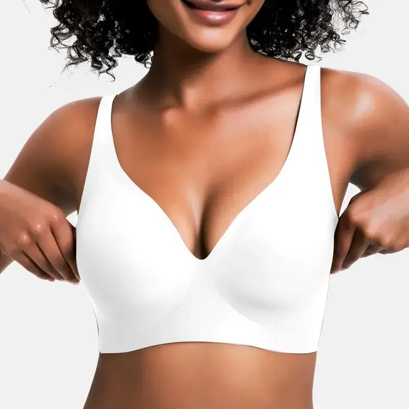 V-Neck Wireless Bra - Comfort & Lift for Women-Vivid Bloom