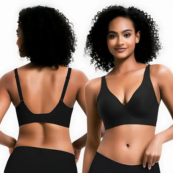 V-Neck Wireless Bra - Comfort & Lift for Women-Vivid Bloom