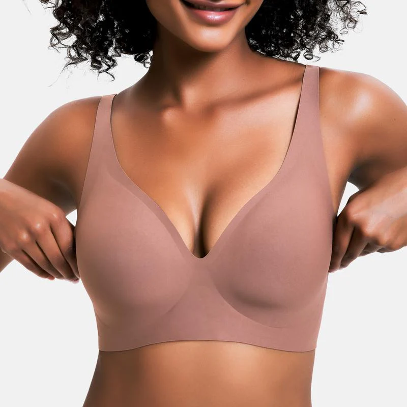 V-Neck Wireless Bra - Comfort & Lift for Women-Vivid Bloom